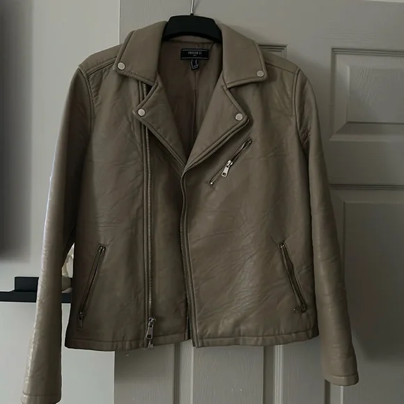 Leather Jacket Forever 21 Grey Coat FOREVER 21 Sherpa Fleece Jacket - Main Image